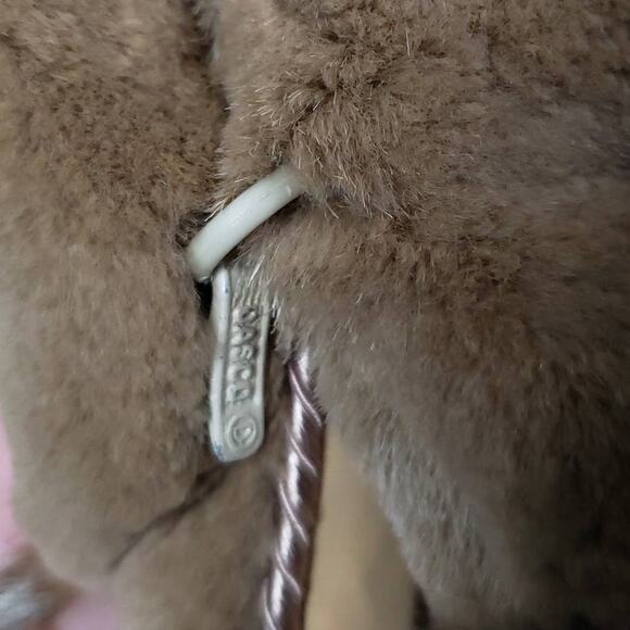 Karen Rizzi Brown Mink Fur Coat Suede Sleeves Drawstring Waist Fits a S/M - Picture 11 of 12